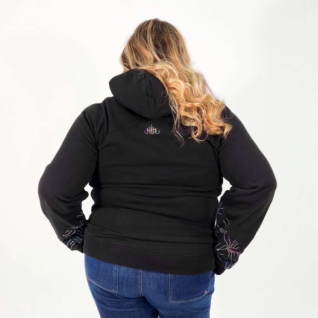 Fleece Hoodie - Black - Nobody's Princess  #colour_black