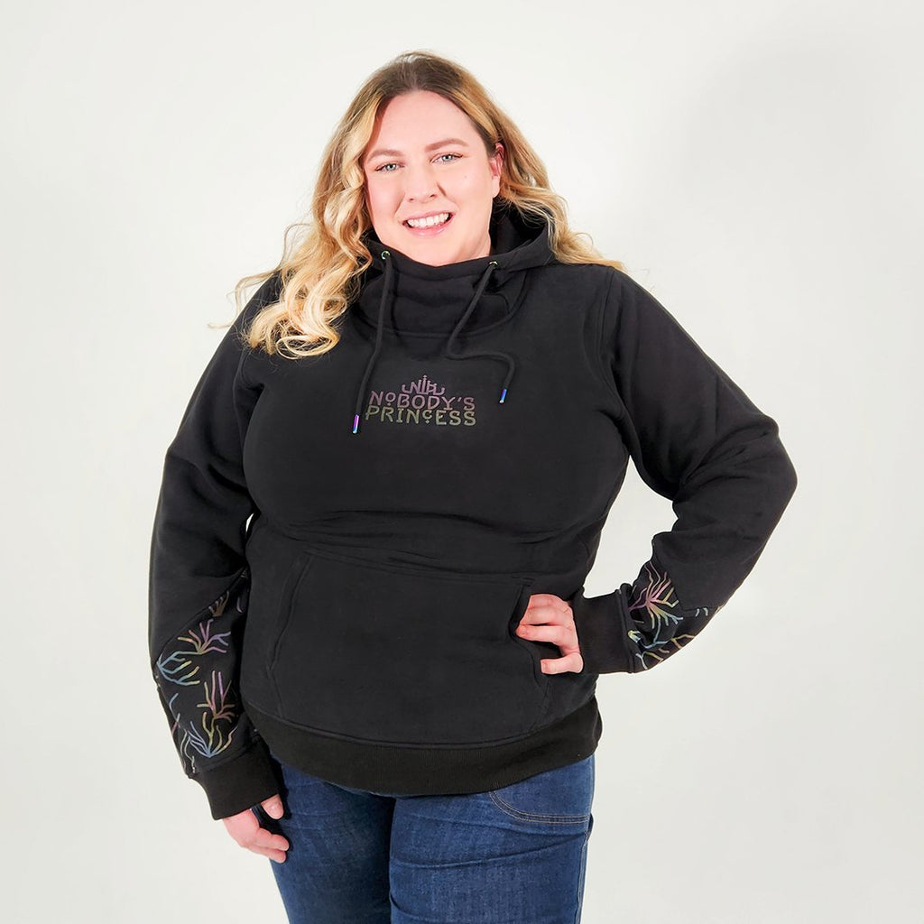 Fleece Hoodie - Black - Nobody's Princess #colour_black