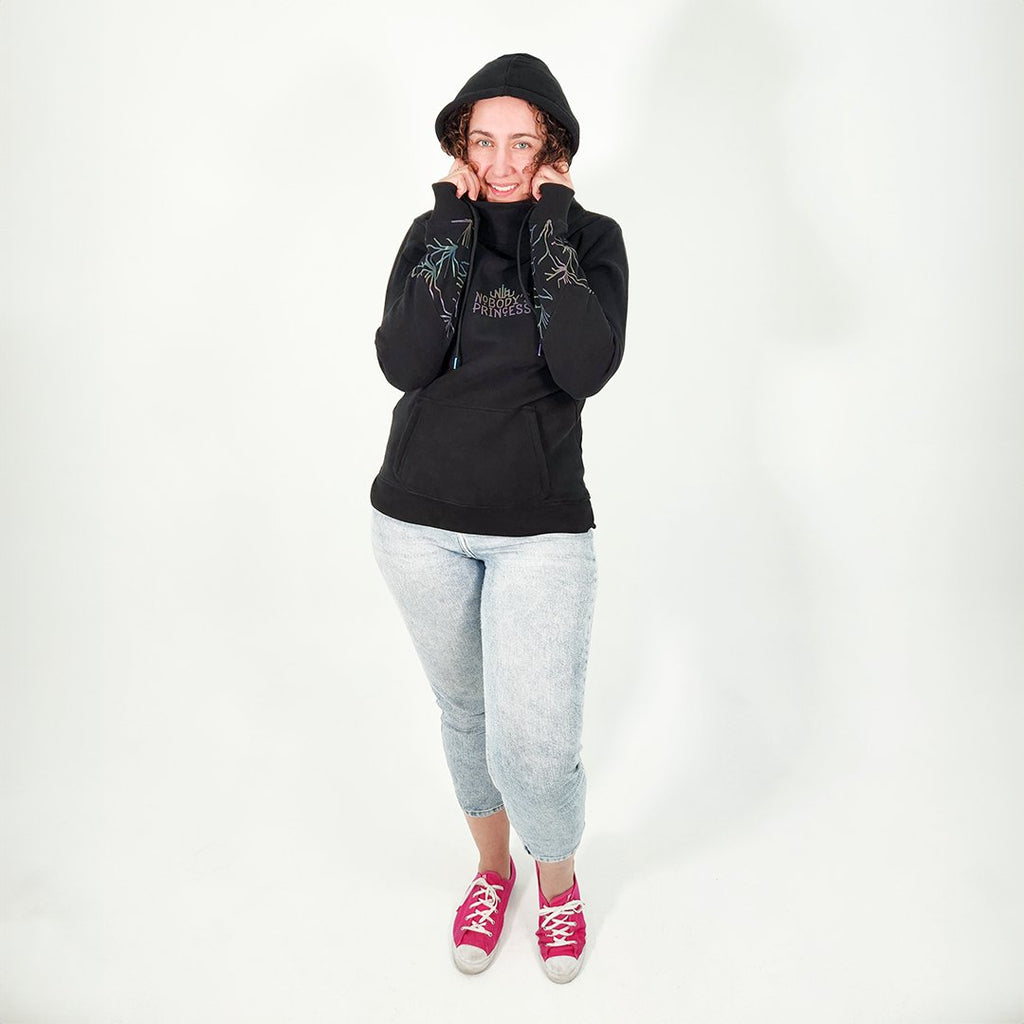 Fleece Hoodie - Black - Nobody's Princess #colour_black