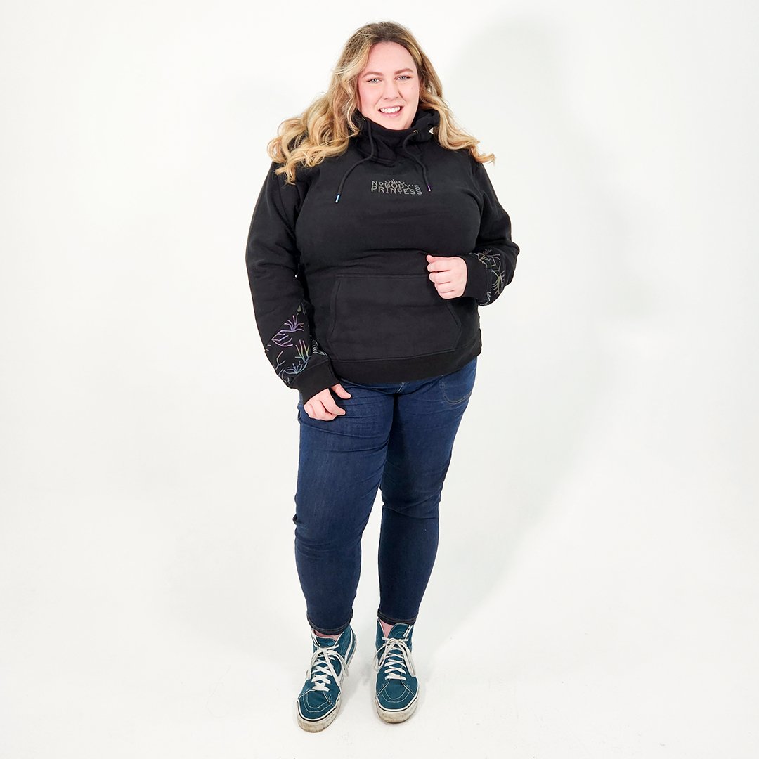 Fleece Hoodie - Black - Nobody's Princess #colour_black